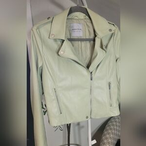 BAGATELLE collection Mint Green Faux Leather Crop moto jacket Small